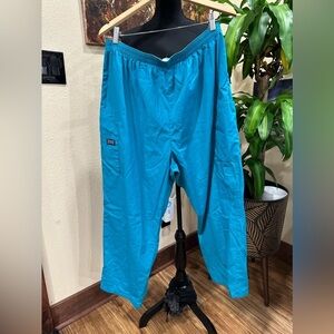 EUC Cherokee teal blue scrub pants, size plus 2X, elastic waist,3 pockets